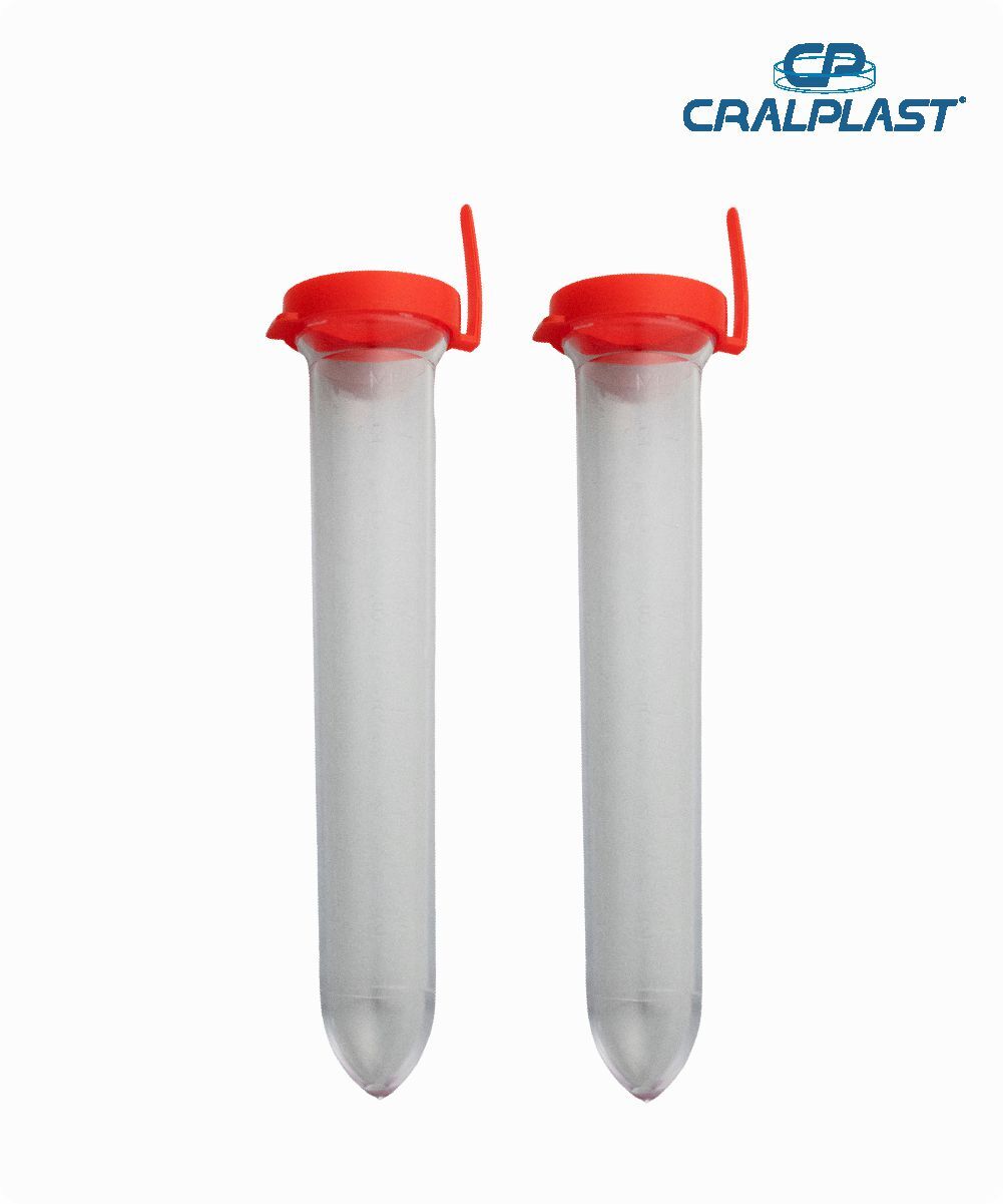 Tubo cônico PS 12mL com tampa  vermelha estéril individual